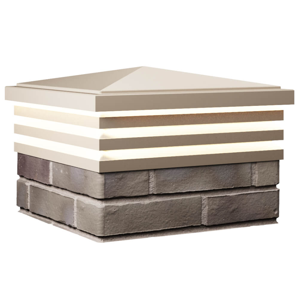 Колпак Zking Бона ХайТек Бежевый на столб 1.5х1.5 кирпича (385х385мм) с подсветкой