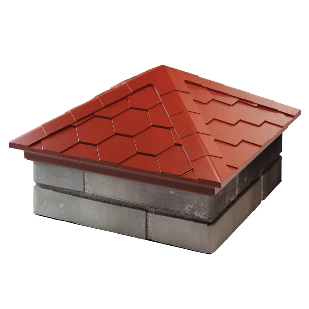 Колпак Zking Эверест Красный на столб 1.5х1.5 кирпича (390х390мм)